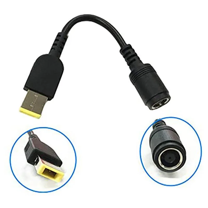 Power Conversion Cable Round Port to Square Port Laptop DC Power Connection Cable for Lenovo X240 X1 G405