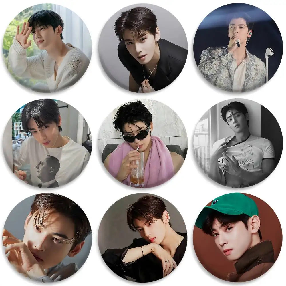 

Kpop Singer Cha E-Eun W-Woo Badges Round Exquisite Badge Brooches Creative Pins For Clothes Hat Backpack Gift Accessories