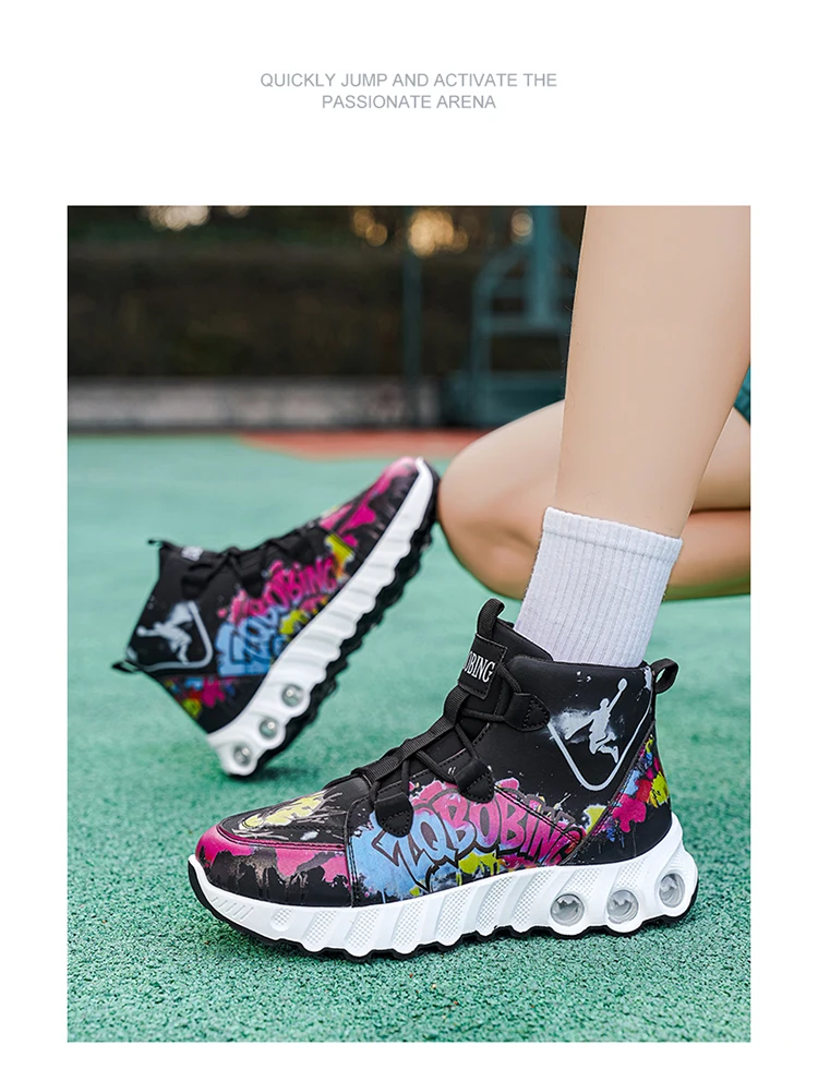 Frühling und Herbst Neuer Stil Farbblockierende Trendige Laufschuhe, Übergrößen Herrenschuhe, High-Top Dicksohlige Freizeitschuhe, Vielseitige Sportschuhe – Detail 17