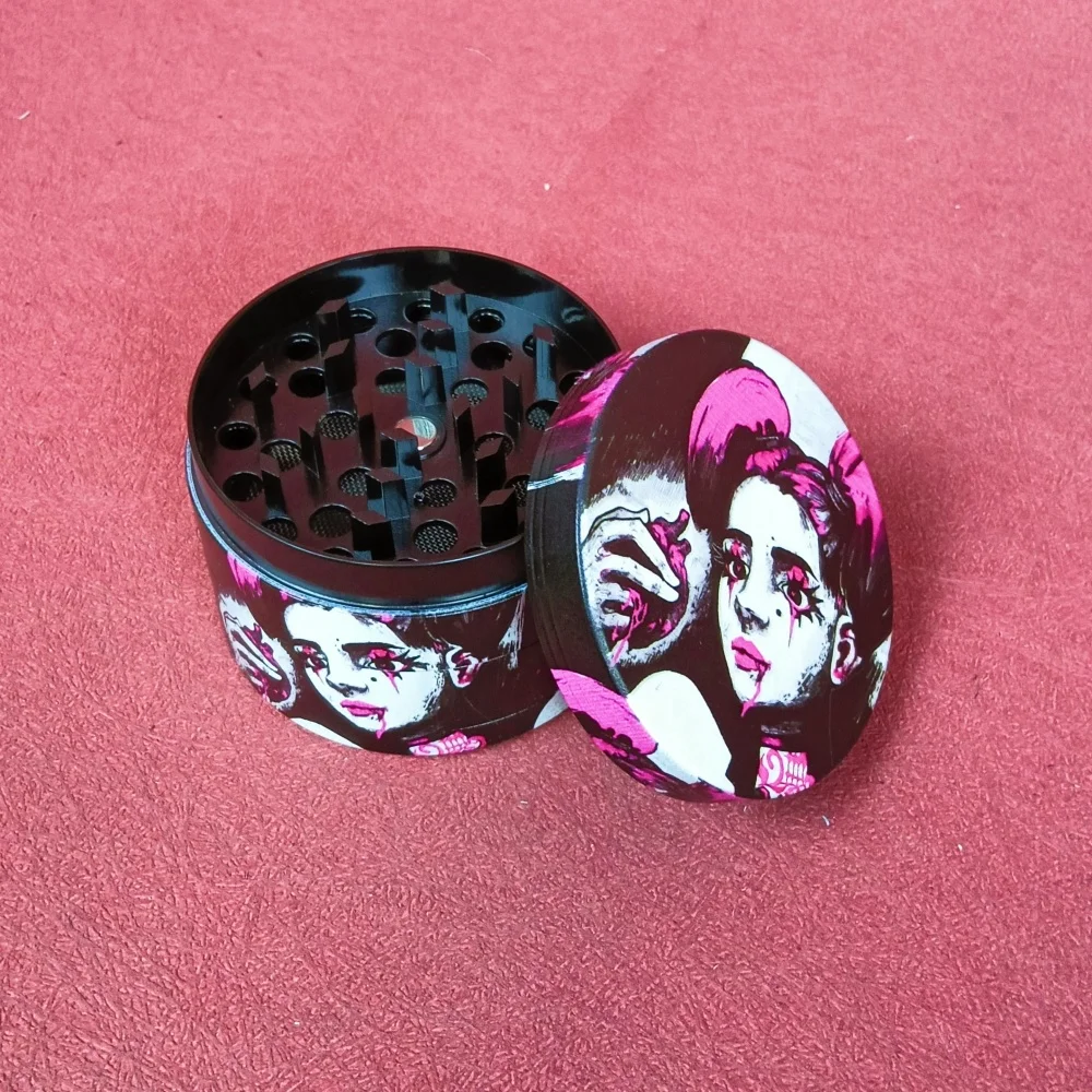 2in فتاة عشب طاحونة التبغ طاحونة العشب الخام الملح الفلفل دليل 4-layer مطحنة معدنية التوابل مدقة هاون الدخان السجائر أداة #2