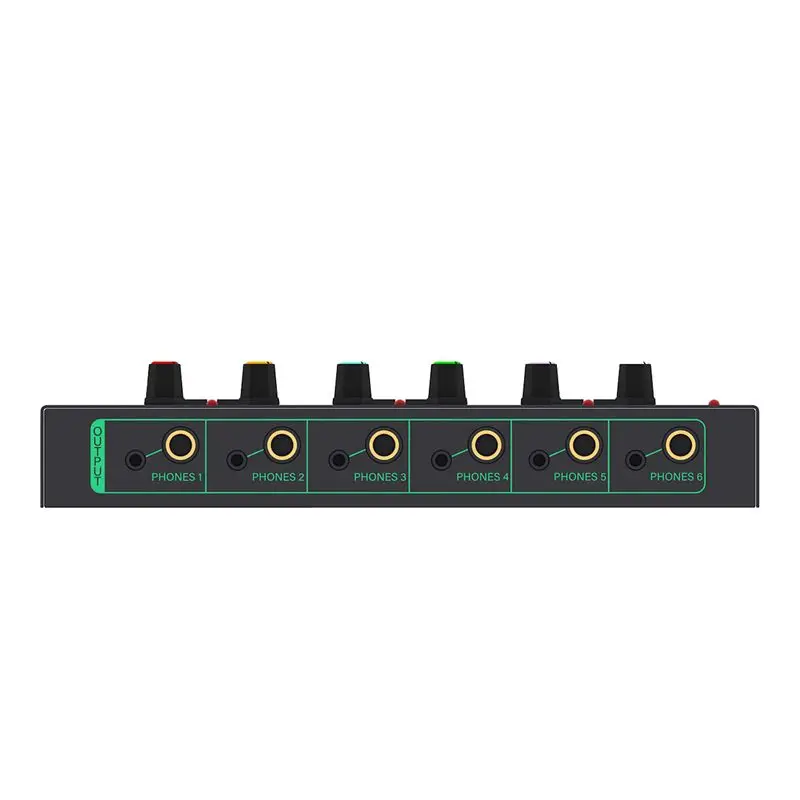 Portable 6 Channels Stereo Headphone Amplifier Portable Earphone Splitter Low-Noise Audio Mixer for Recording Studio,Gre