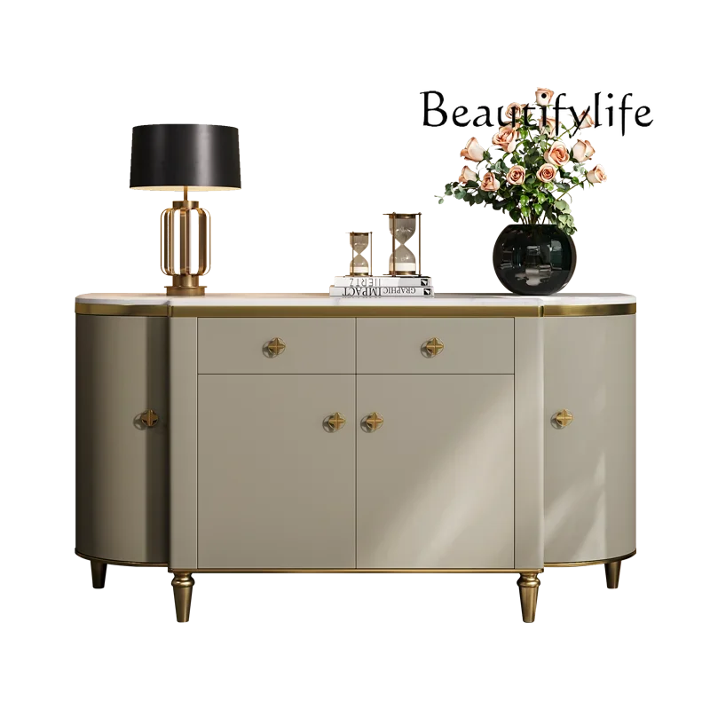 

Light luxury dining side cabinet storage natural marble luxury stone restaurant high-end entrance shoe cabinet