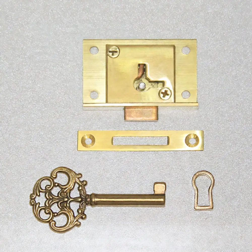 Chinese Antique Style Hidden Drawer Latch Retro Copper Mortise Lock Decorative Hardware For Furniture Jewelry Case Security