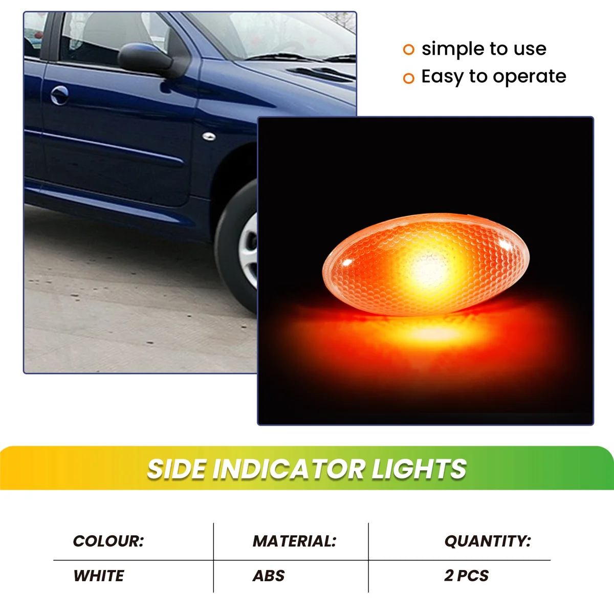 AT77 632574   2 X indicador de lámpara repetidora de luz de posición lateral de señal de giro para Peugeot 206 407 607