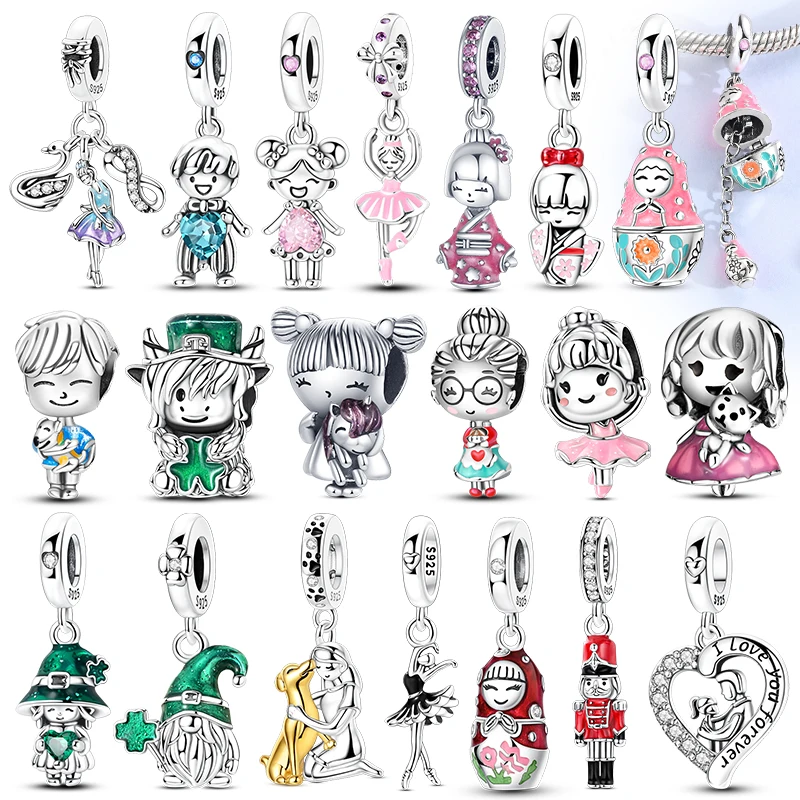 Abalorios de Plata de Ley 925 con diseño de Madre, Niña, Niño, Vida Familiar, compatibles con pulseras y collares originales, dijes DIY, regalo para fiesta de mujer