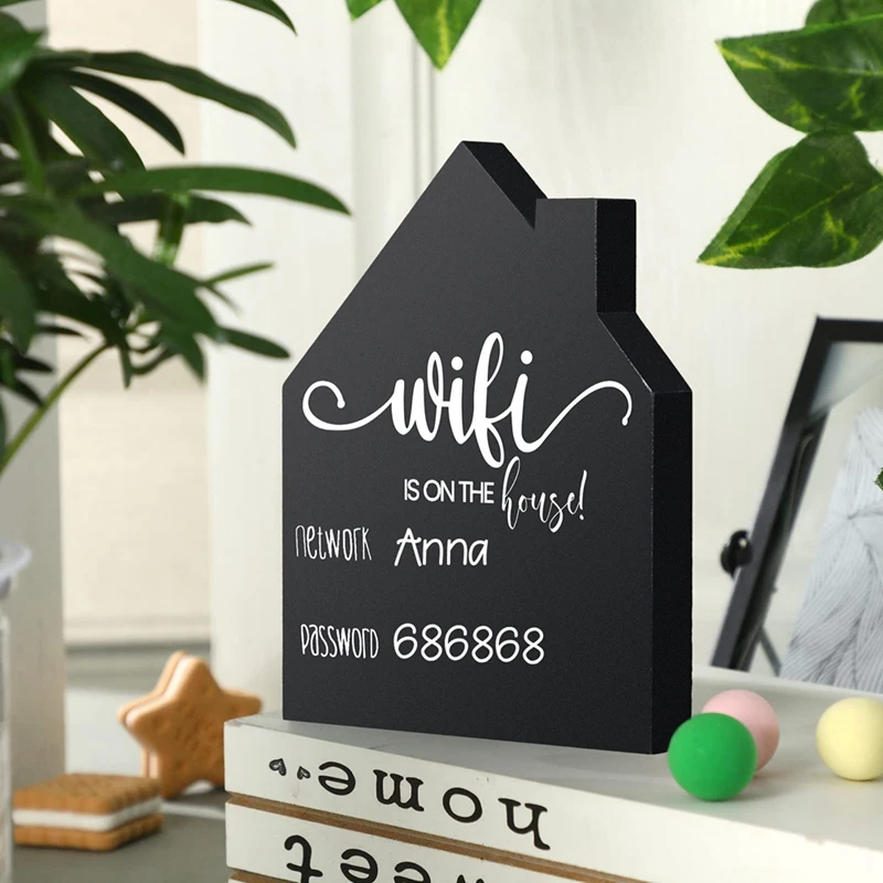 Password Sign Wooden Table Sign Wooden Freestanding Sign With Board Erasable Pen Chalkboard Style Freestanding Sign Durable