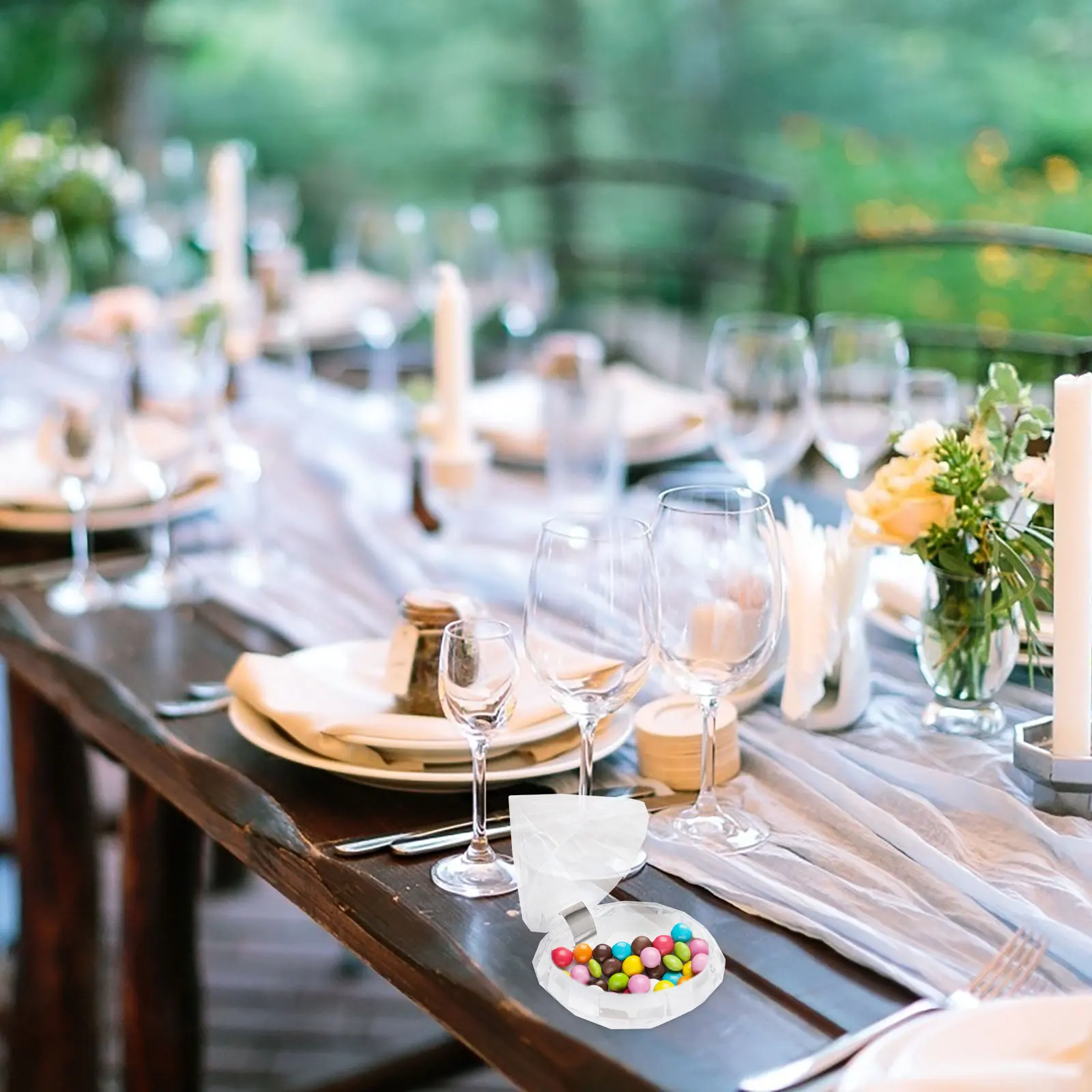 

12Pcs Diamond Shape Plastic Candy Boxes Creative Sugar Holder Storage Container Wedding Party Favor Display Case