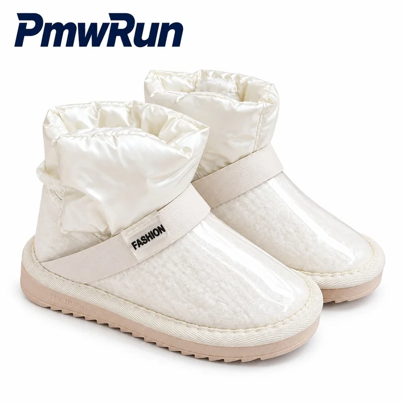 PU Leather Winter Snow Boots For Girls 2026 Trend Fashion Teenager Kid's Plush Footwear Anti-slippery Thick Warm Cotton Shoes