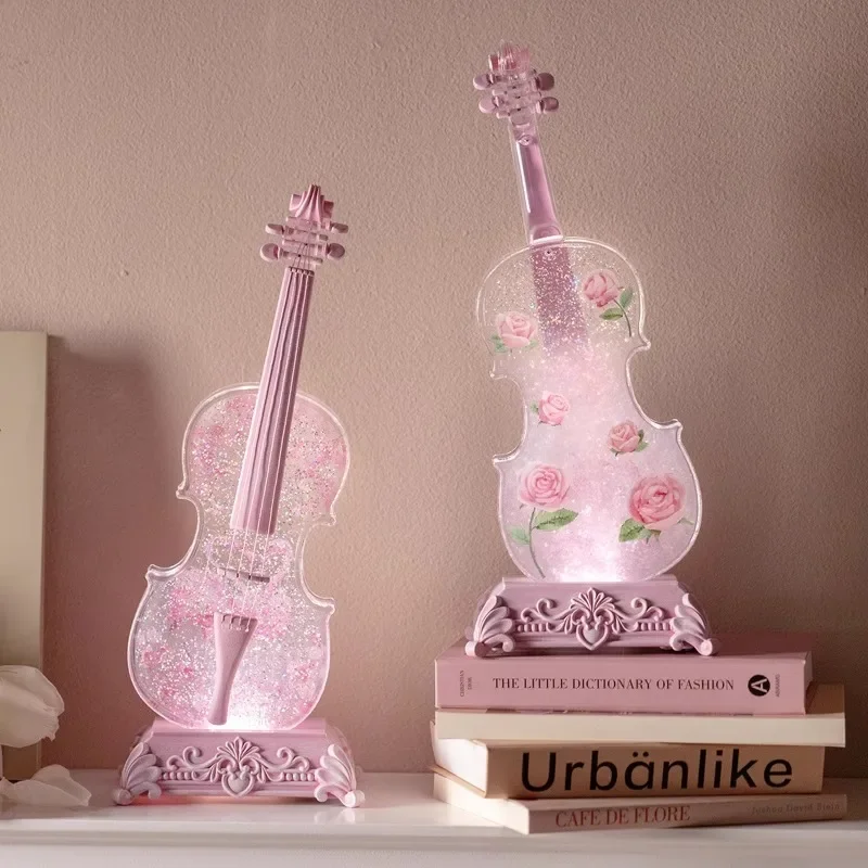 Violin ornament, snowflake music box, music box, crystal ball, practical birthday gift for little girl, children and girls