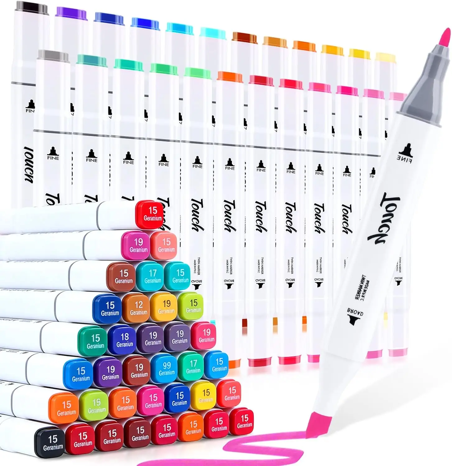 

24 Colors Alcohol Markers Set, Dual Tip Brush Art Coloring Pens for Adult Drawing, Permanent Sketch Supplies for Illustration