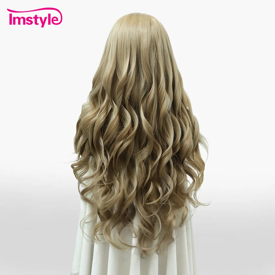 Imstyle Synthetic Lace Front Wig Long Blonde Natural Wavy Style Heat Resistant Fiber for Women Daily Use Wig