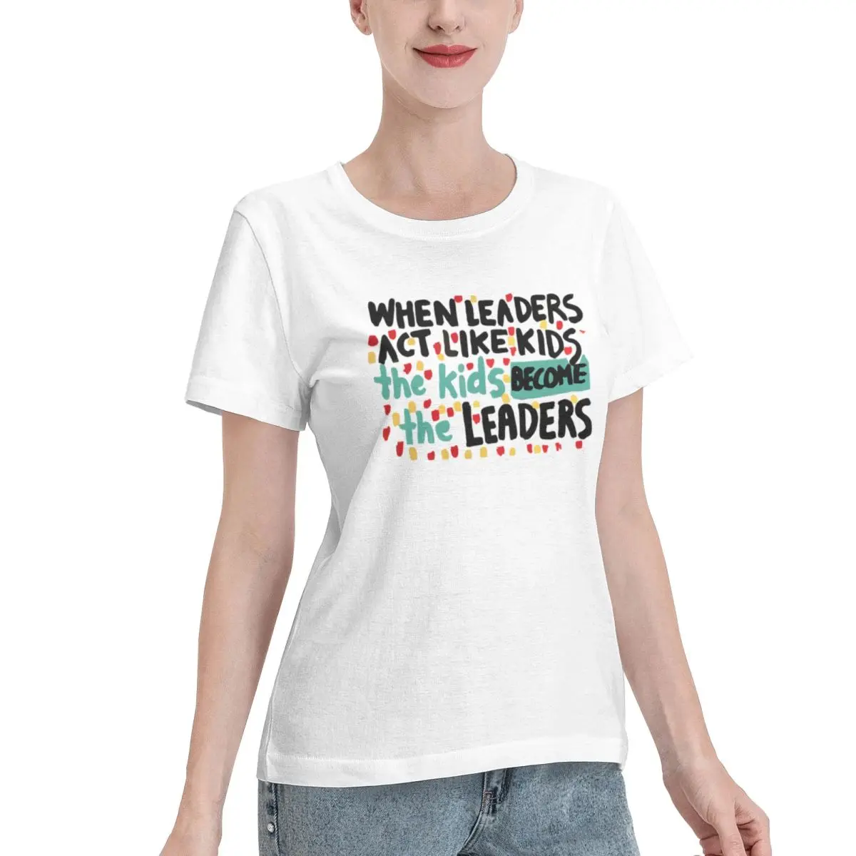 Custom Available Cute Children S Climate Change Design Women's T-shirt Trendy Casual Oversized Top