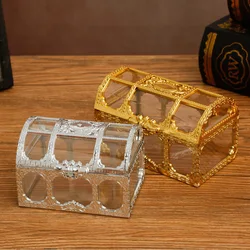 Mini Gold/Silver Transparent Jewelry Storage Box Clear Candy Pirate Storage Organizer Vintage Trinket Keepsake Treasure Display