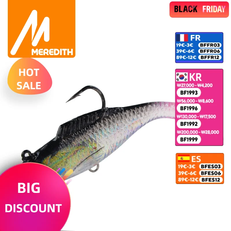 Meredith 70mm 5pcs 8.5g Small DD Fishing Lures T Tail Soft Fishing Lures Single Hook Artificial Wobblers Bait Fishing