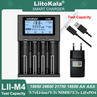 LiitoKala Lii-m4 Multifunctional Battery Charger Test Capacity for 3.7V 18650 26650 21700 18350 1.2v NiMH AA AAA batteries