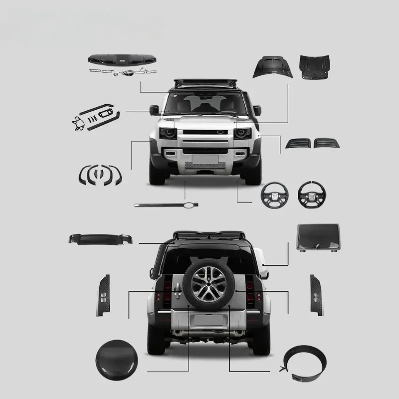 

Auto Parts Car Modified Roof Light Front Bumpers Carbon Fibre Car Body Kit For Defender 90 110