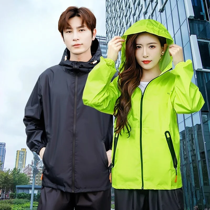 Raincoat Rain Pants Suit Men's and Women's Fashionable Full Body Waterproof Split Electric Vehicle Riding Summer Light Travel