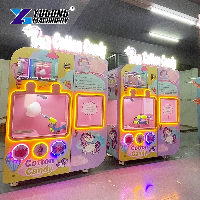 2024 New Arrival Self Service Smart Marshmallow Vending Machine Electric Fully Automatic Cotton Candy Maker