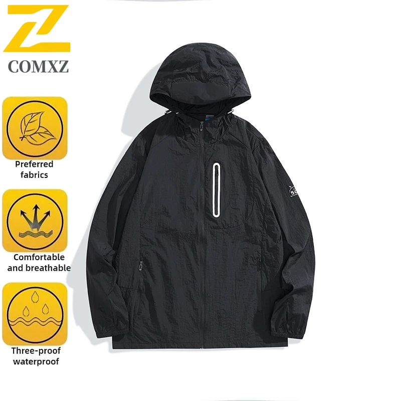 

Summer Sun Protection Clothing Men's Casual Lightweight Quick-drying Breathable Skin Windbreaker Male Sports Cycling Hooded Coat