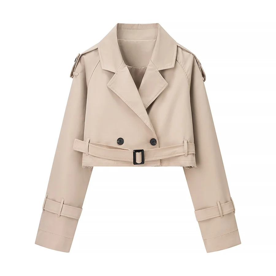 

MYST&ZA2025 autumn new women's fashion versatile loose casual button belt long-sleeved windbreaker short jacket