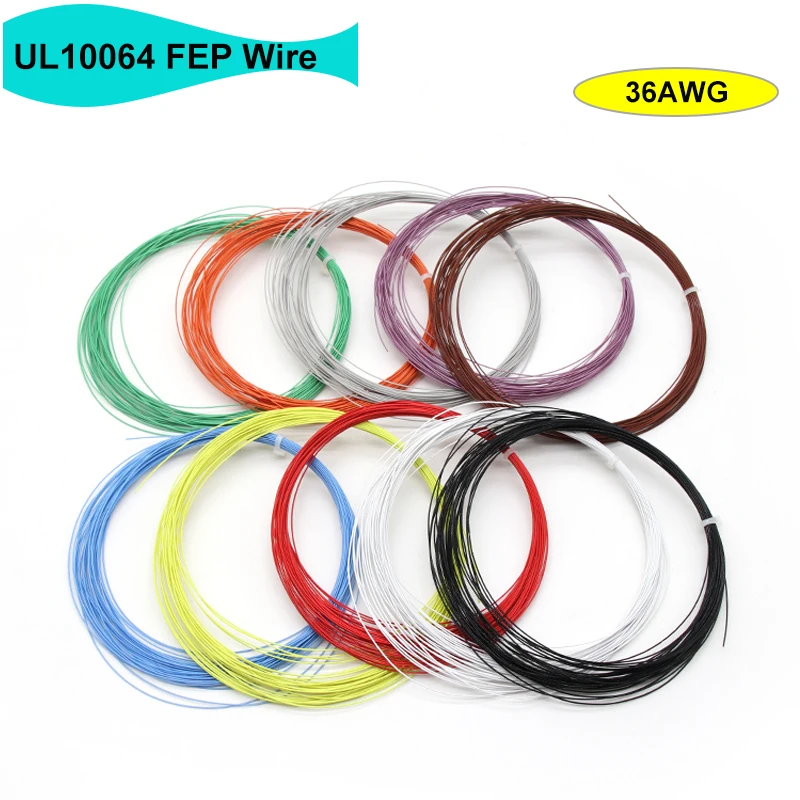 

5/10/20/30/50/100/200/500m 36AWG UL10064 PTFE Wires Ultra Fine Micro Litz FEP Insulation Tinned Copper Cable for Soldering