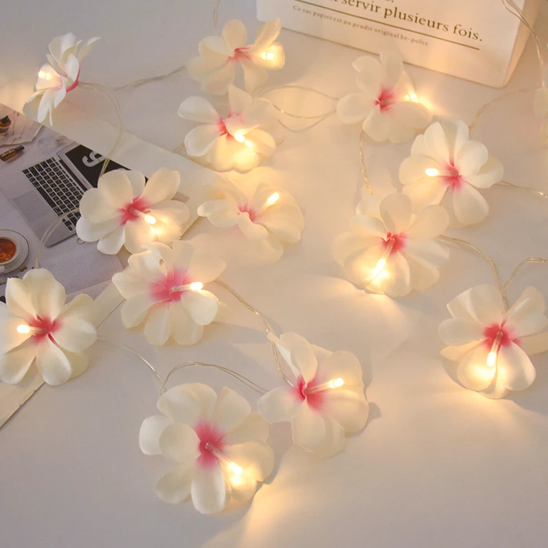 10LED 인공 Plumeria 꽃 Led 문자열 조명 하와이 파티 요정 화환 조명, 홈 웨딩 생일 DIY 장식