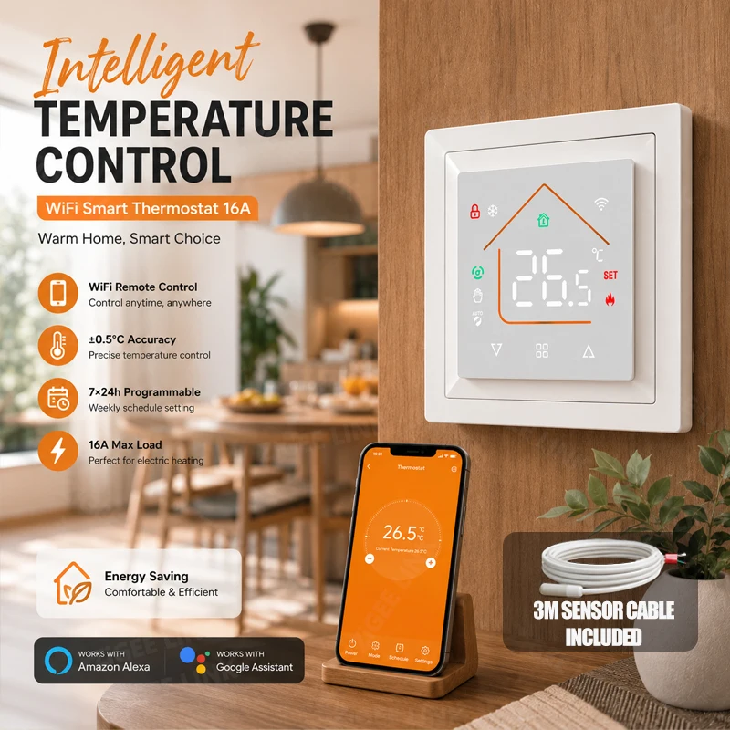 Smart WiFi Boiler Thermostat Smart Life Temperature Controller Water Heating Electric Underfloor Heating Voice Command Control