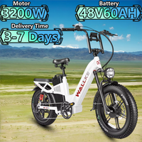 WALLKE H7 AWD Electric Bicycle 3200W 48V60AH Samsung Battery Adult Electric Bike Hydraulic Brake 20-inch Tire City Riding E-bike