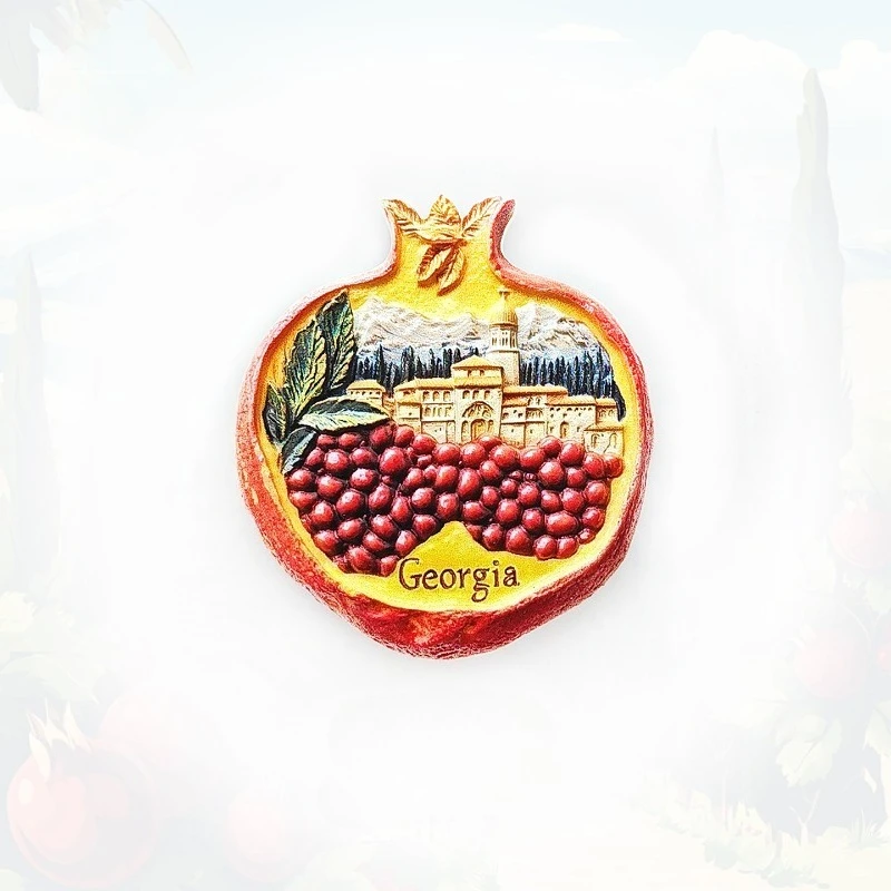 Georgian Split Pomegranate Fridge Magnet - 3D Caucasian Souvenir Symbol of Prosperity Decor Unique Europe-Asia Gift