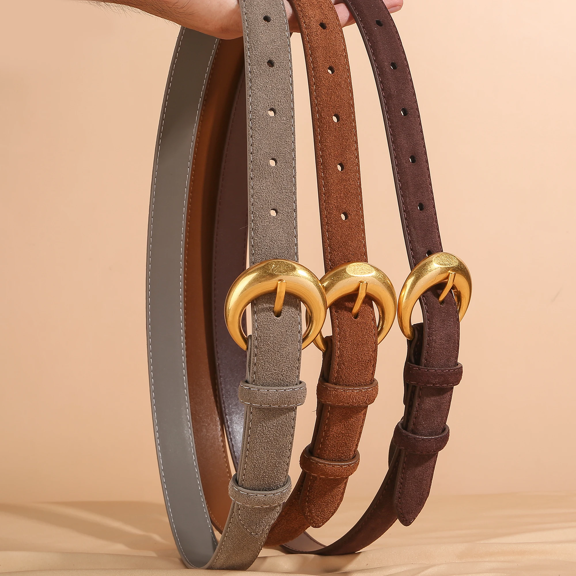 ヴィンテージ スエード カマーバンド ベルト 女性用 装飾ウエストバンド グレー グリーン カーキ