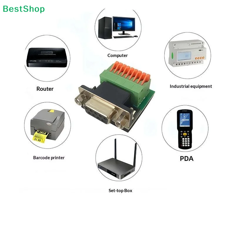 ♫DB9 Male Female To RS485 RS422 9Pin Solderless Quick Connect Terminal Adapter Connector DB9 Welding-free Head Joint Adapter