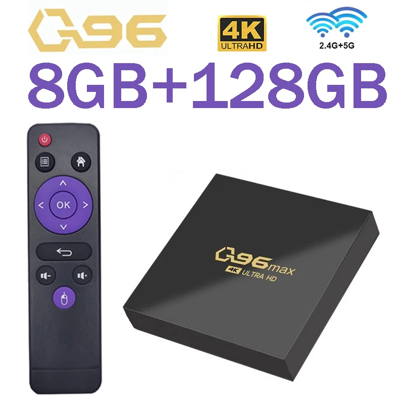 Android q96 max Smart TV Box 5G 4G WIFI Set-top Box 8GB 128GB Android 15.0 Reproductor Multimedia Allwinner H313 Quad Core iptv