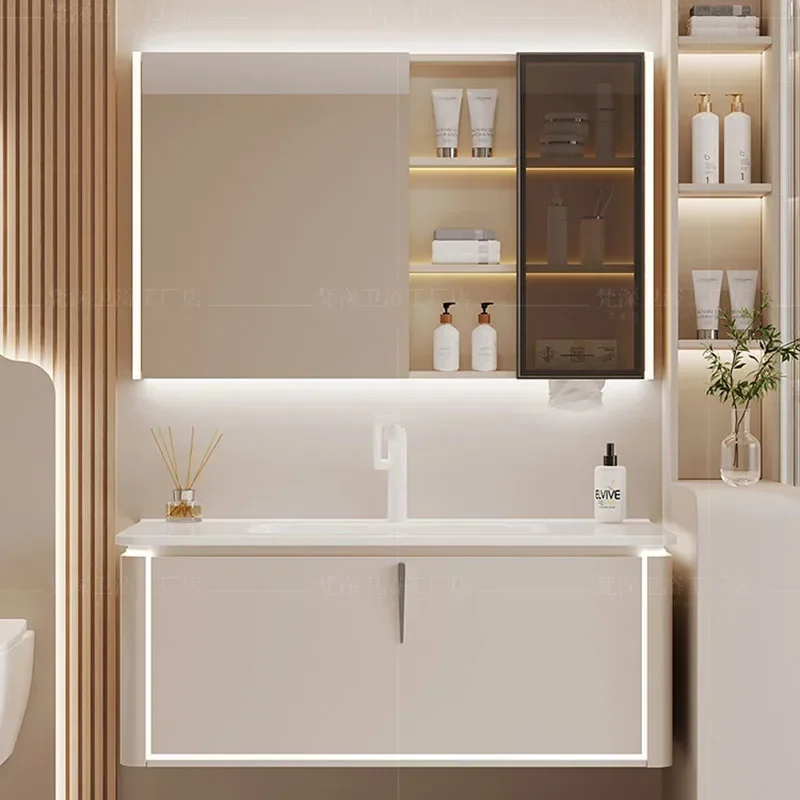 

Washbasin Bathroom Cabinet Integrated Basin Combination Simple Modern Small Unit Bathroom Mirror Cabinet Wall Mounted