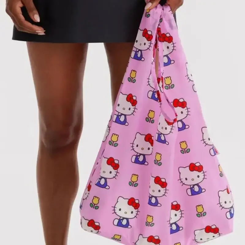

Hello Kittys Sanrios Printing Large Capacity Fold Portable Tote Bag Kuromi Environmental Friendly Shopping Bags Shoulder Bag