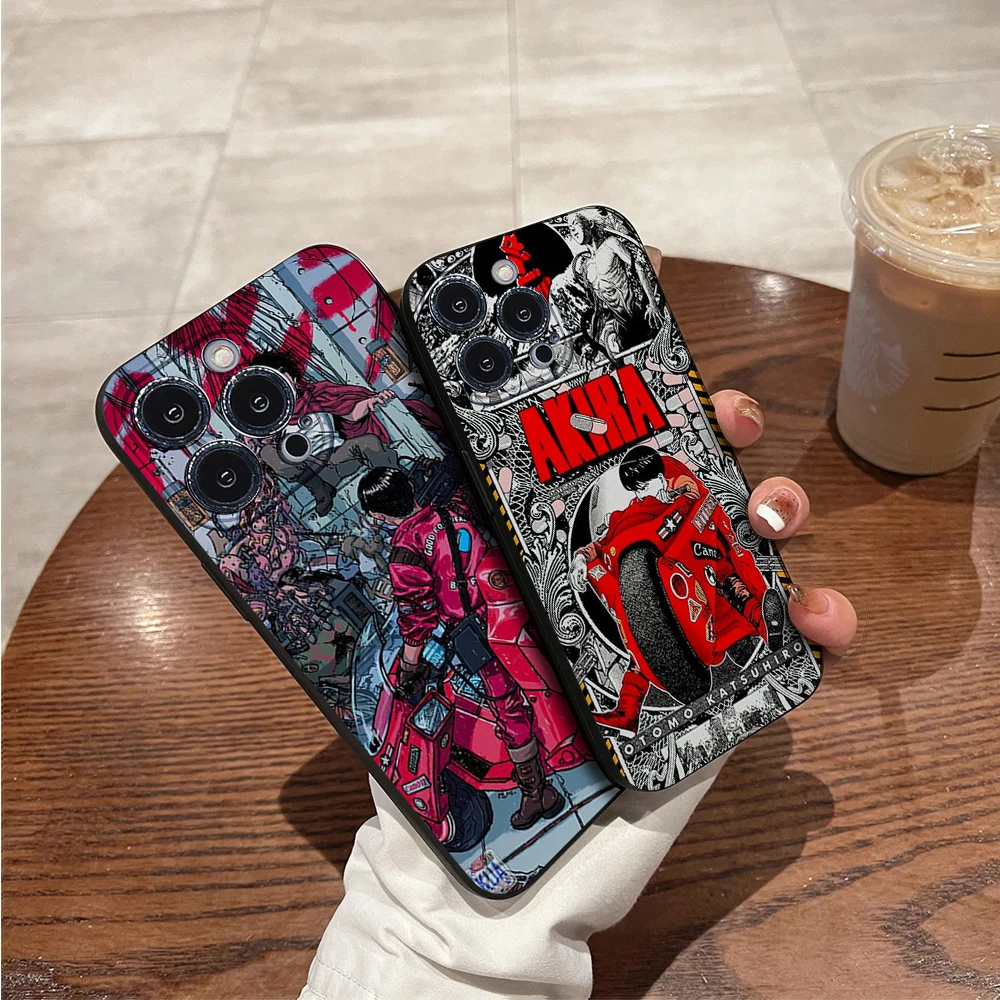 Anime AKIRA Motorcycle 90s Phone Case For IPhone 11 12 13 14 15 16 Mini Plus Pro Max Silicon Black Soft TPU Cover