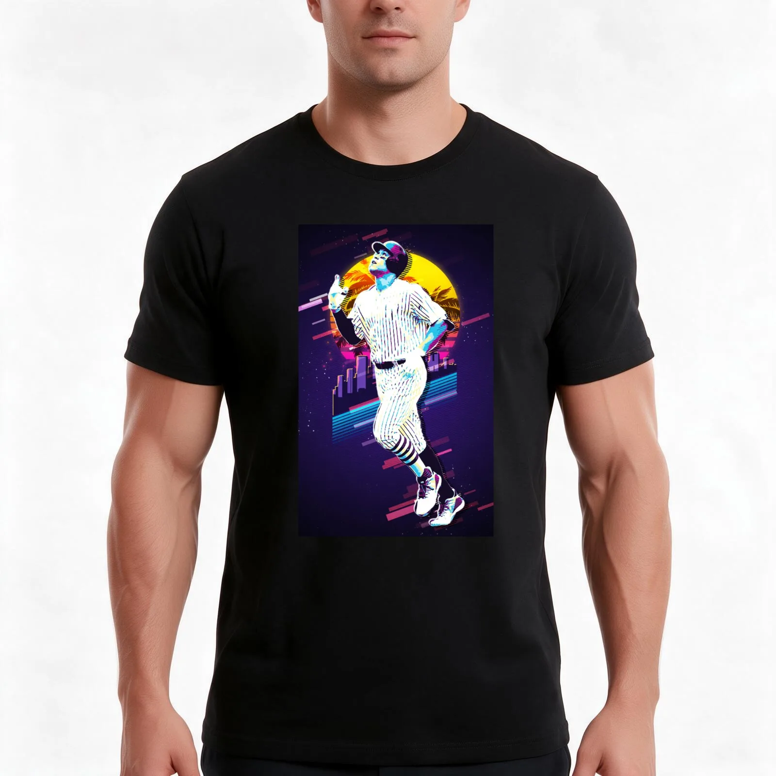 aaron judge T-Shirt, Summer Casual Cotton Tee, Oversized Streetwear Tops, Vintage Graphic Print, Loose Fit Short Sleeve