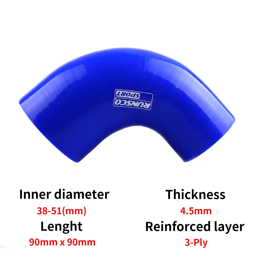 Cotovelo de silicone variável 90 °   Conector de mangueira para intercooler, conector de tubo de entrada da turbina, mangueira de silicone (Vermelho, Azul, Preto)