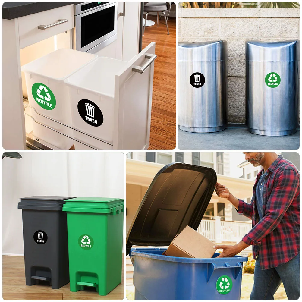 

2 Bags Sticker Garbage Sorting Stickers Waterproof Trash Can Pvc Mixed Recycling