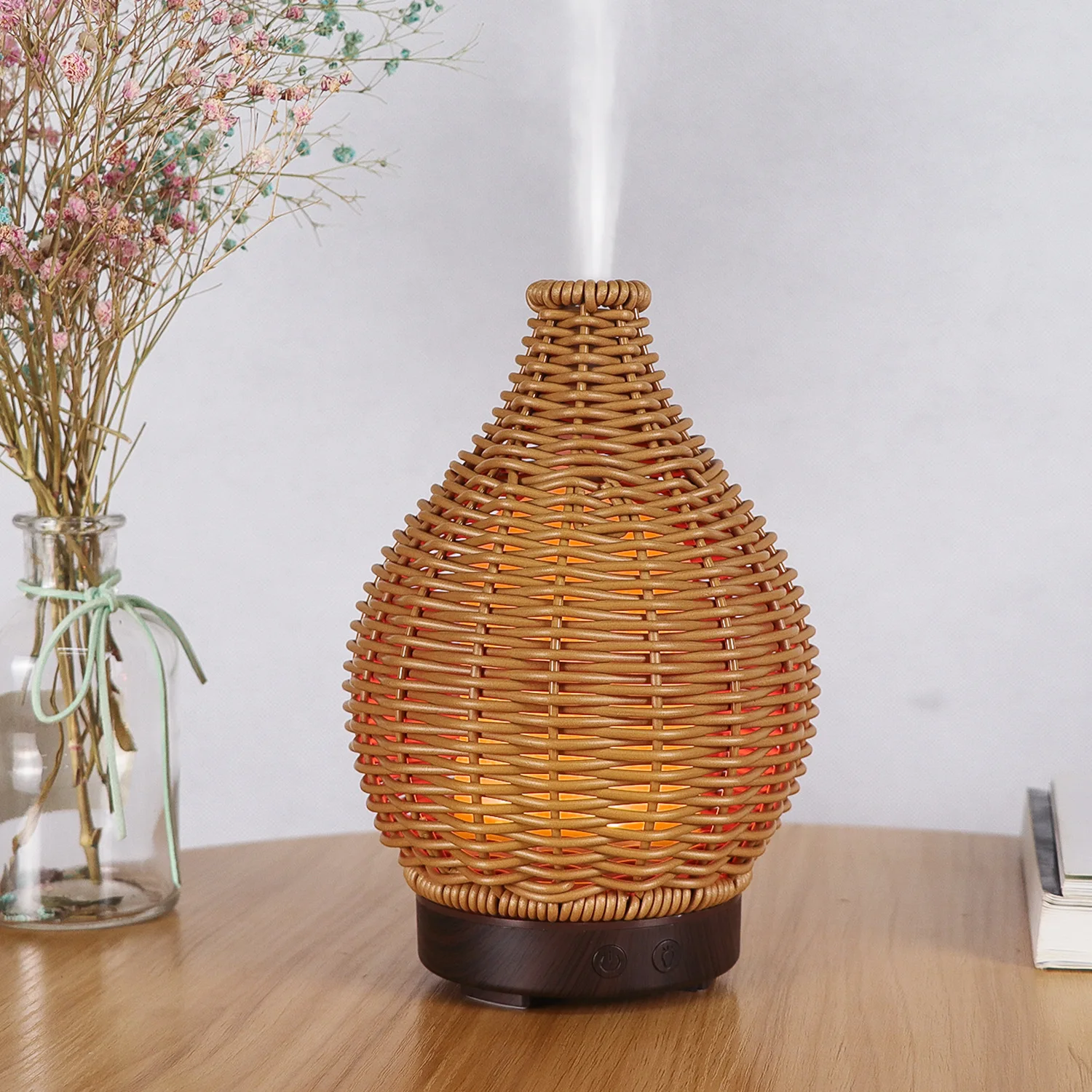

Home use lattice rattan humidifier mini ultrasonic atomizer 100ML small humidifier fragrance machine wholesale