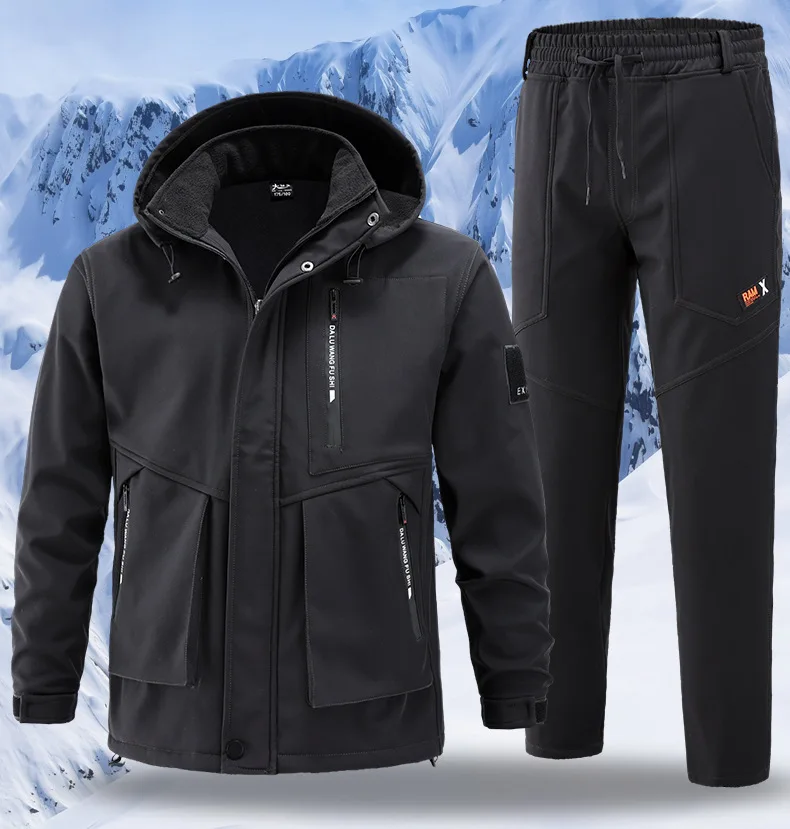 

Outdoor Assault Pant Sets Autumn Winter Men's Clothing Thickened Fleece Cold Windproof Waterproof Warm Riding Mountaineering