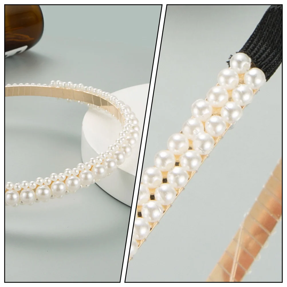 

2pcs Pearl Decor Headdress Elegant Hoops Bridal Girls Fashion Hairband Accessories Pearl Hair Hoop Daily Party Wear Hair