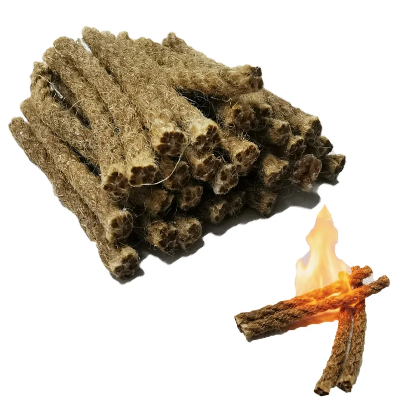 Outdoor Mini Wax Hemp Rope Portable Fire Starter Camping Survival Practical Waterproof Props Campfire,BBQ,Fireplace