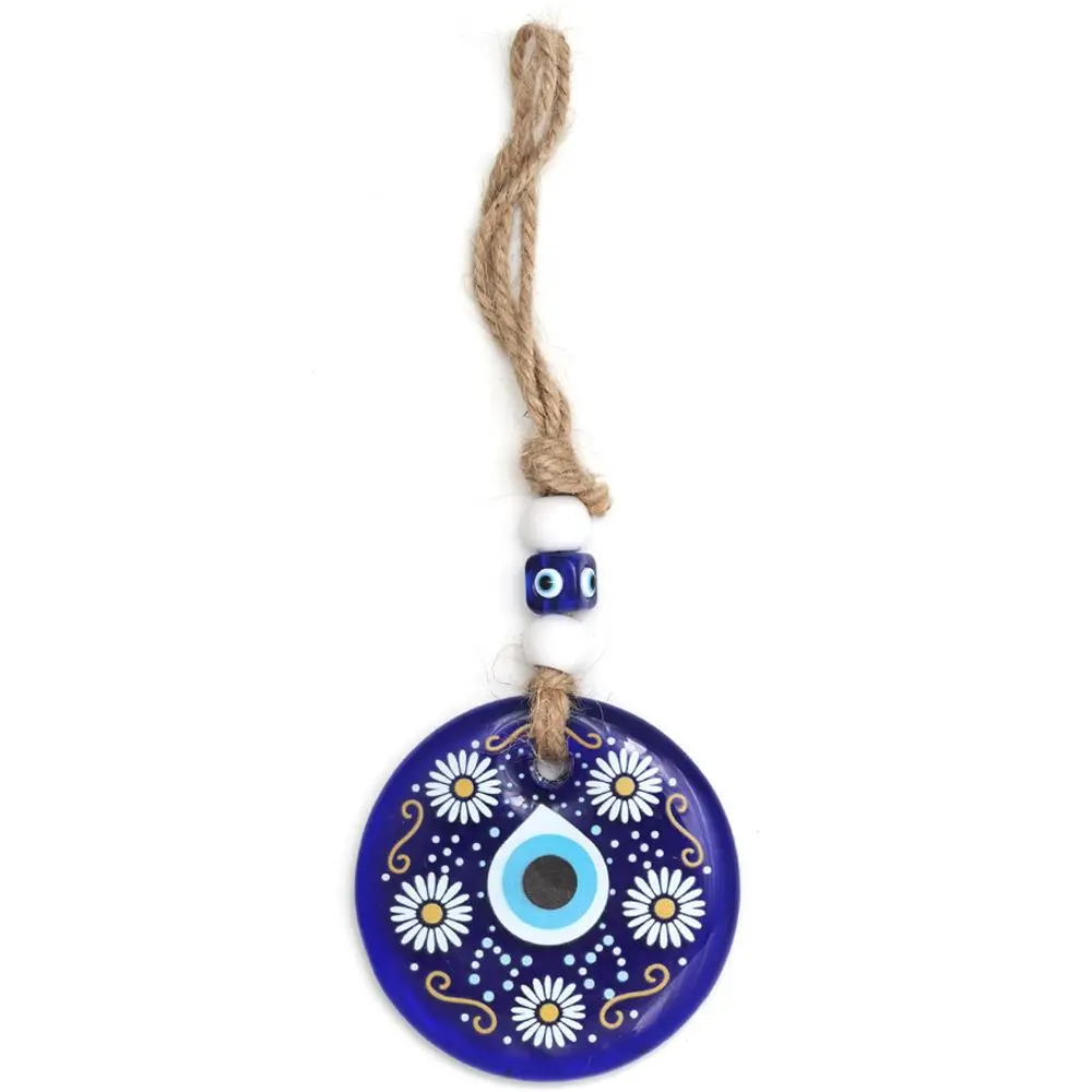 

Car Jewelry Blue Eye Lucky Eye Keychain Turkey Hand of Fatima Lucky Eye Pendant Linen Rope DIY Car Hanging Charm Women’s Gift