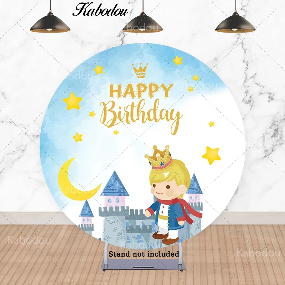 Kabodou Little Prince Circle Photo Backdrop Cover For Kids Birthday Boy Fox Rose Round Photography Background