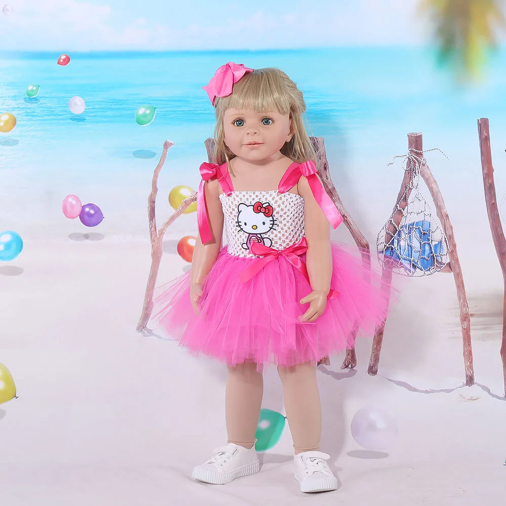 Cute Pink Kitty Baby Girls Tutu Dress and Hair Bow Set Toddler Baby Birthday Outfit Fancy Baby Clothing Set for Girl Tulle Dress