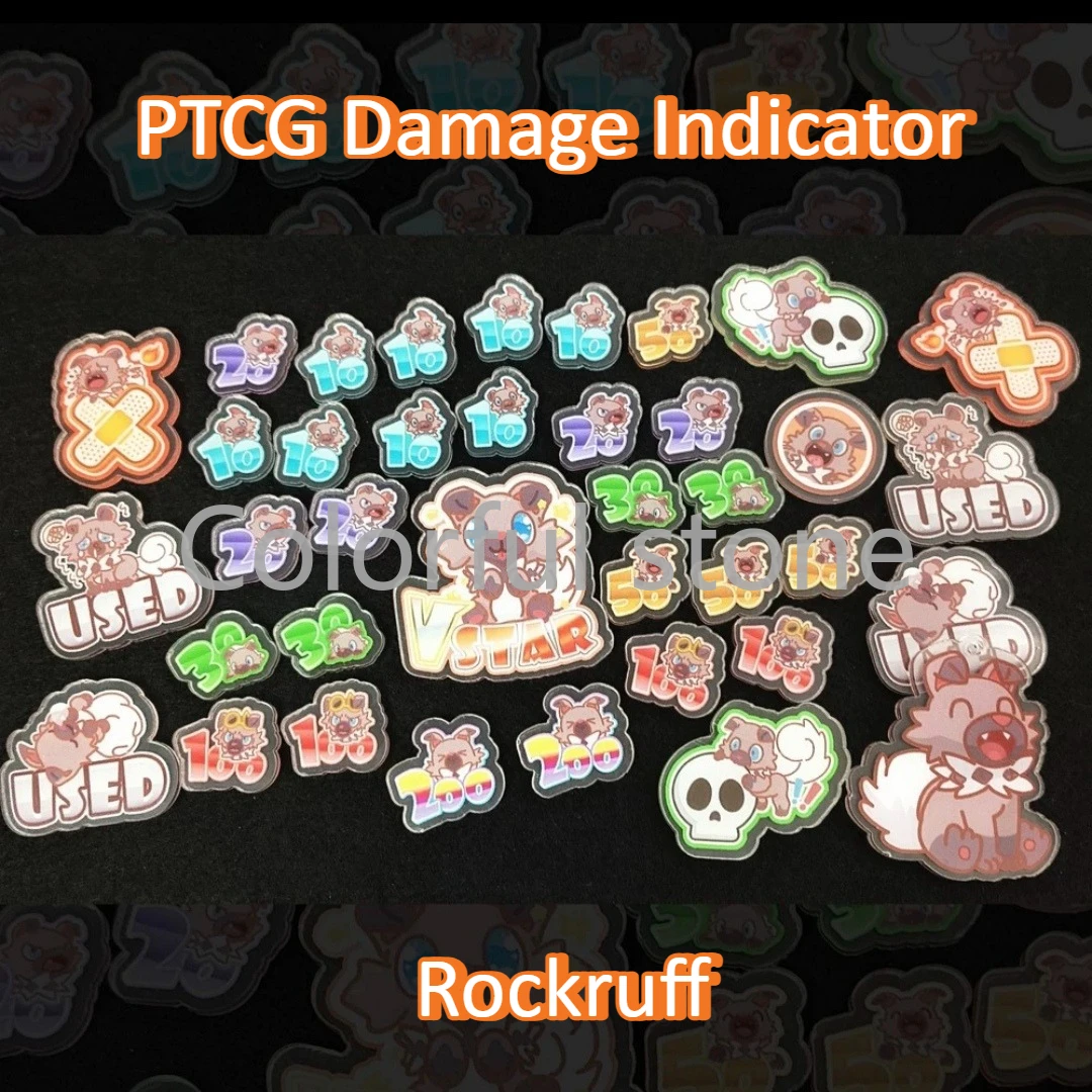 

PTCG Pokemon Match Scoring Damage Counter Damage Indicator Rockruff Used Board Vstar Borad Role-playing Game Acrylic Gift Toy