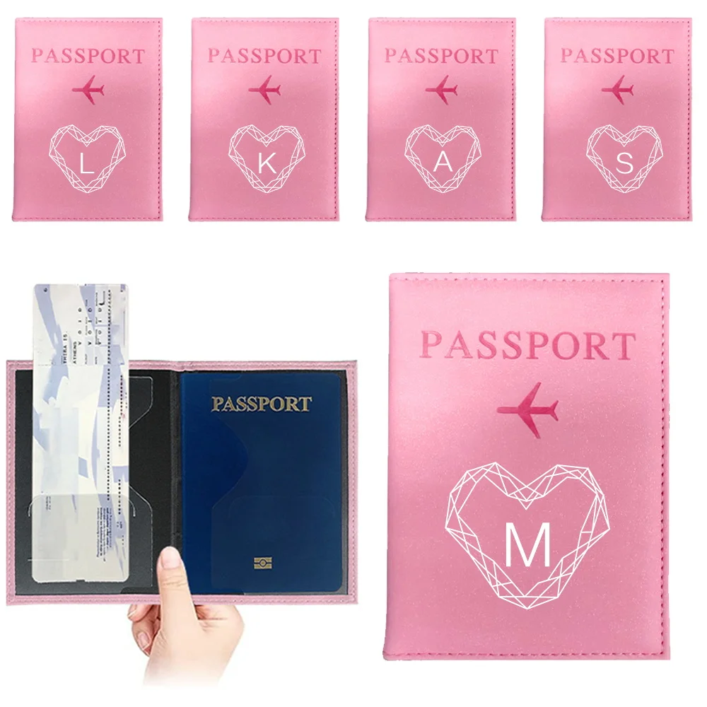 

Fashion Emboss Women's Passport Cover Diamond Lettern Print Girls Boys ID Card Holder Travel Ticket Passport Case Drop Shipping