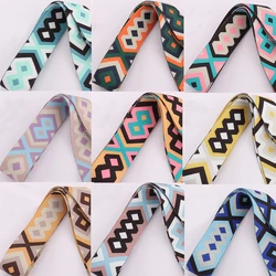 1/2/5Yards 38mm Printed Webbing High Quality Retro Color Rhombus DIY Textile Decor Clothing Decoration Band New Jacquard Ribbons