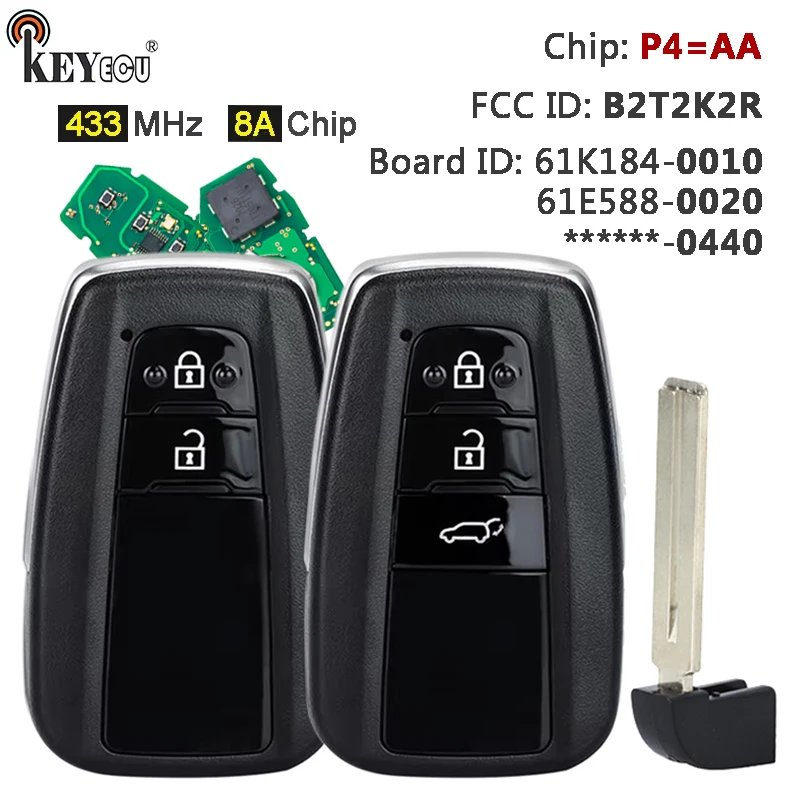 

Плата KEYECU ID: 0010 0020/0440 для Toyota RAV4 Avalon Highlander 2019-2023 FCC ID: B2T2K2R Smart Remote Key Fob 433MH 8A Chip