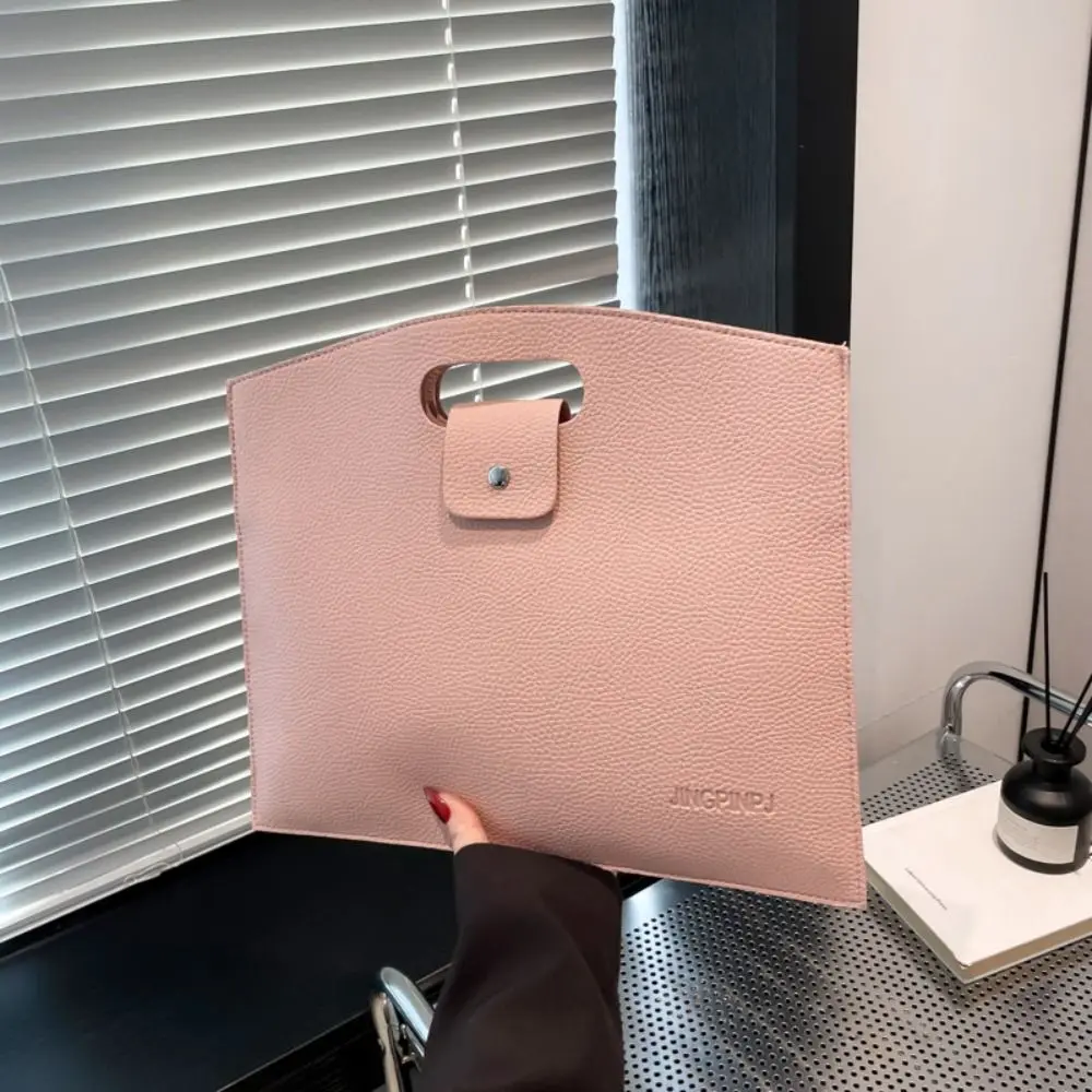 Fashionable PU Office Document Tote Bag Solid Color Laptop Bag Computer Bag Large Capacity Handbag File Bag Women